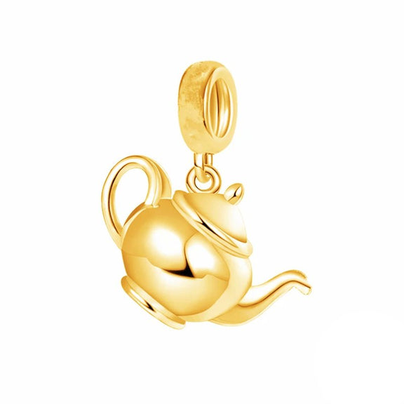 Gold Teapot Charm with Polished Finish - Gold teapot charm with polished finish