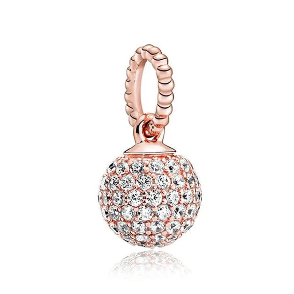 Flower Charm Sparkling Elegance for Pandora Bracelets - Flower charm in rose gold with sparkling stones, fits Pandora bracelets