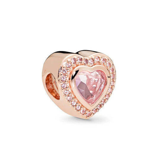 Heart Sparkle charm in rose gold with sparkling stones, fits Pandora bracelets