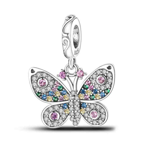 Sterling Silver Colorful Butterfly Charm - Sterling Silver Colorful Butterfly Charm