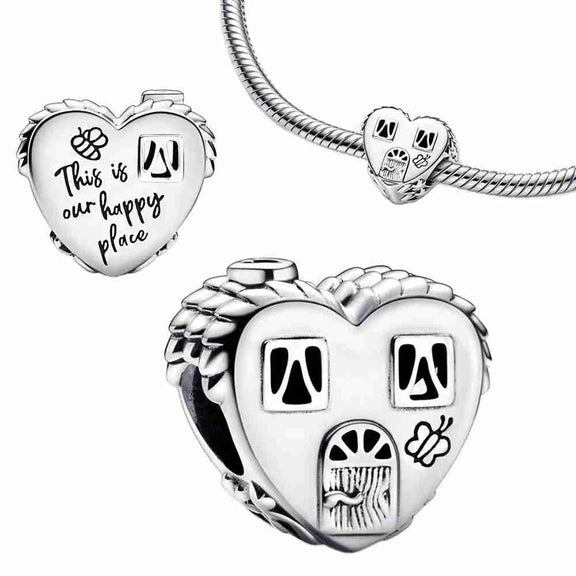 Happy Place Sterling Silver House Charm with 