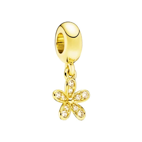 Gold Flower Charm with Diamond Accents - Gold Flower Charm with Diamond Accents
