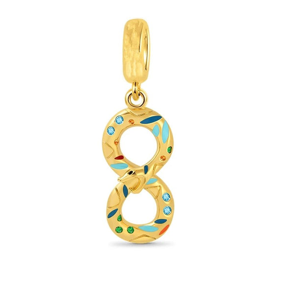 Gold Infinity Charm with Enamel Detailing - Gold infinity charm with colorful enamel detailing