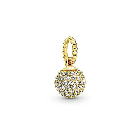 Gold Ball Charm with Diamond Accents - Gold Ball Charm with Diamond Accents