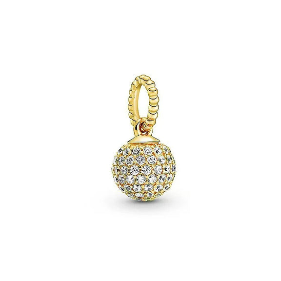 Gold Ball Charm with Diamond Accents - Gold ball charm with diamond accents