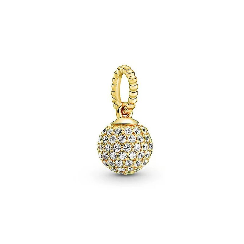 Gold ball charm with diamond accents