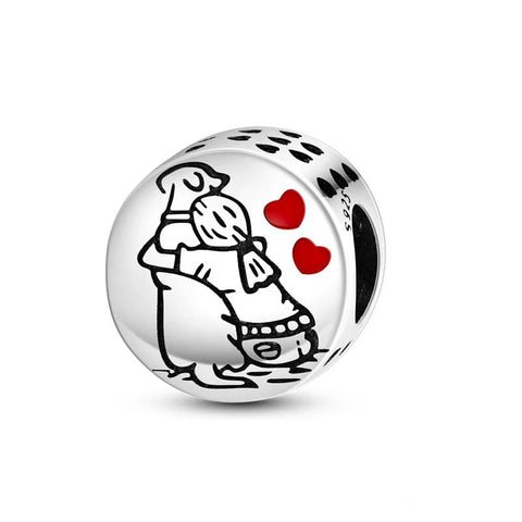Girl Hug Dog Charm - Girl Hug Dog Charm