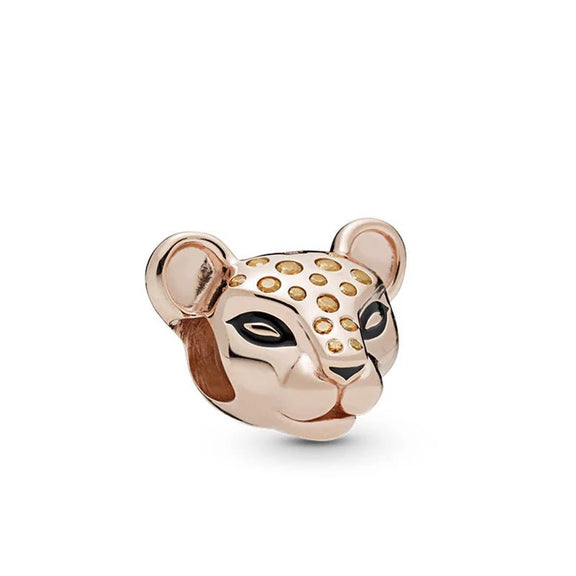 Leopard Charm Wild Elegance for Pandora Bracelets - Leopard charm in rose gold, fits Pandora bracelets