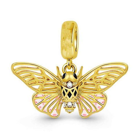 Gold Butterfly Charm with Enamel Accents - Gold Butterfly Charm with Enamel Accents