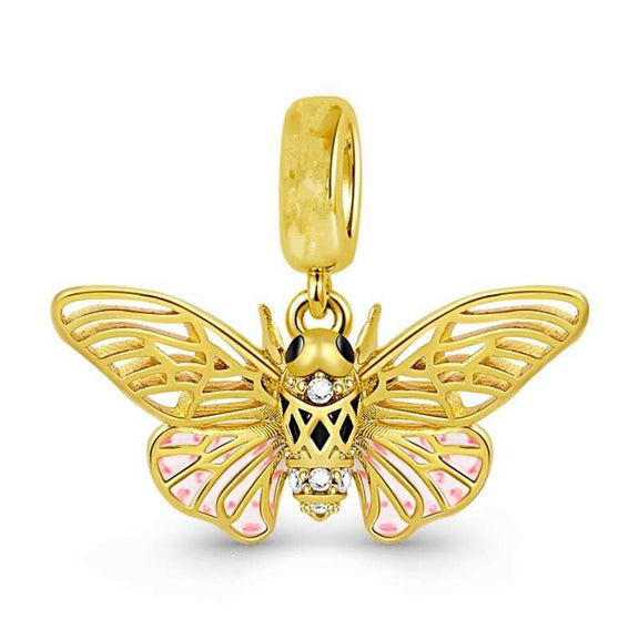 Gold Butterfly Charm with Enamel Accents - Gold butterfly charm with enamel accents