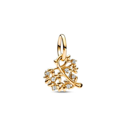Gold Leaf Charm with Diamond Accents - Gold Leaf Charm with Diamond Accents