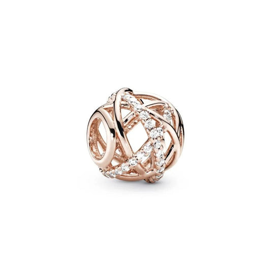 Rose gold gift box charm with intricate design