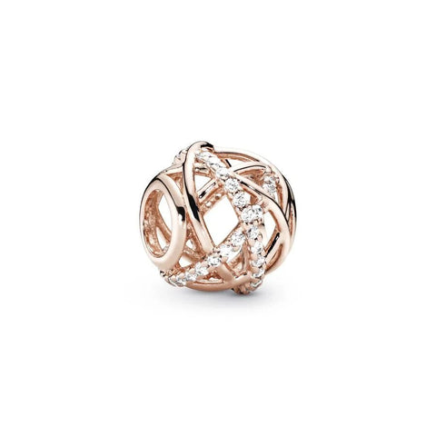 Elegant Rose Gold Intertwined Charm with Crystals - Elegant Rose Gold Intertwined Charm with Crystals