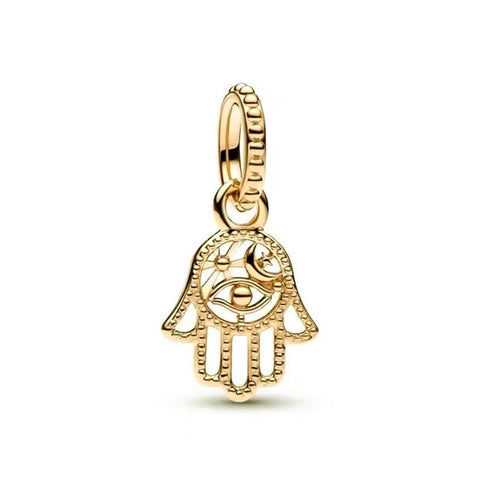 Gold Hamsa Charm with Intricate Detailing - Gold Hamsa Charm with Intricate Detailing