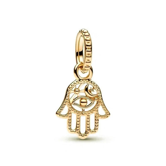 Gold Hamsa Charm with Intricate Detailing - Gold Hamsa charm with intricate detailing