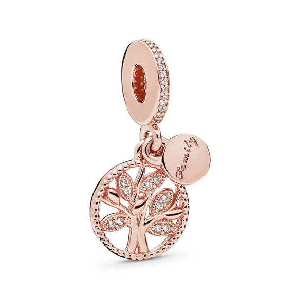 Family Tree Charm Ancestral Pride for Pandora - Family Tree charm in rose gold with sparkling accents, fits Pandora bracelets