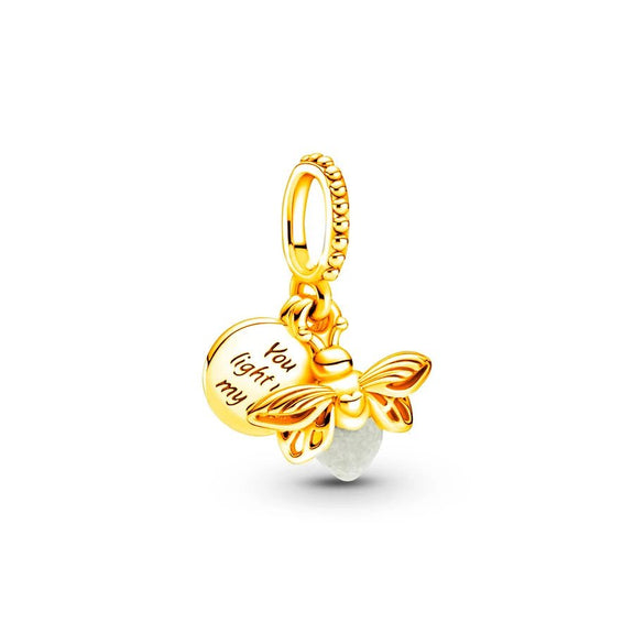 Gold Firefly Charm with Inspirational Quote - Gold firefly charm with inspirational quote