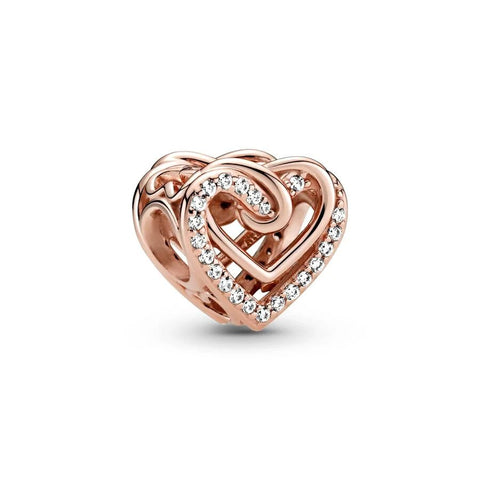 Romantic Rose Gold Intertwined Heart Charm - Romantic Rose Gold Intertwined Heart Charm