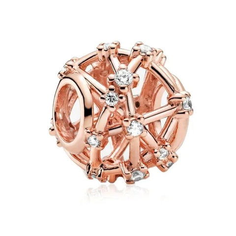 Rose Gold Galaxy Charm Star Accents - Fits Pandora-Star Lovers - Galaxy charm in rose gold with sparkling star accents, fits Pandora bracelets
