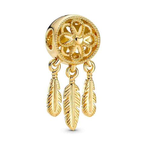 Gold Feather Charm with Delicate Details - Gold Feather Charm with Delicate Details