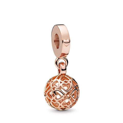 Intricate Rose Gold Heart Filigree Charm for Elegant Jewelry - Intricate Rose Gold Heart Filigree Charm for Elegant Jewelry