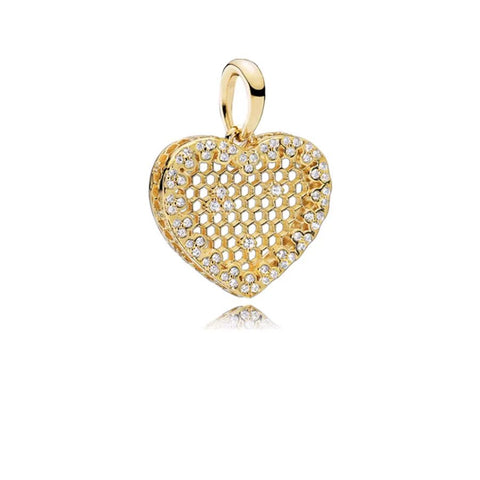 Gold Heart Charm with Diamond Accents - Gold Heart Charm with Diamond Accents