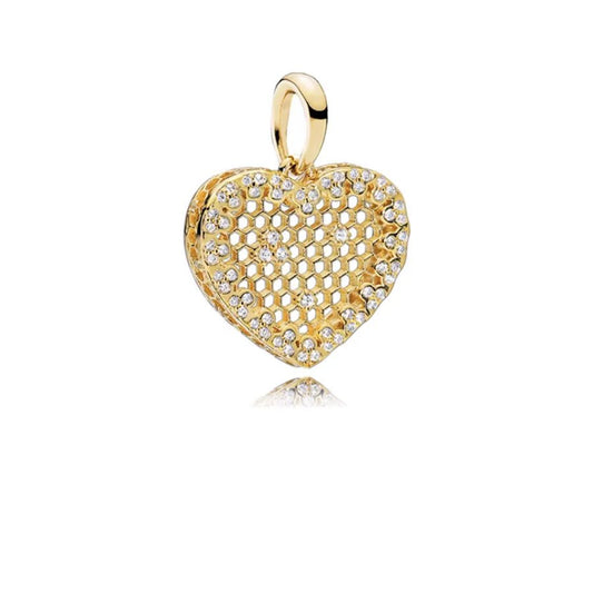 Gold heart charm with diamond accents