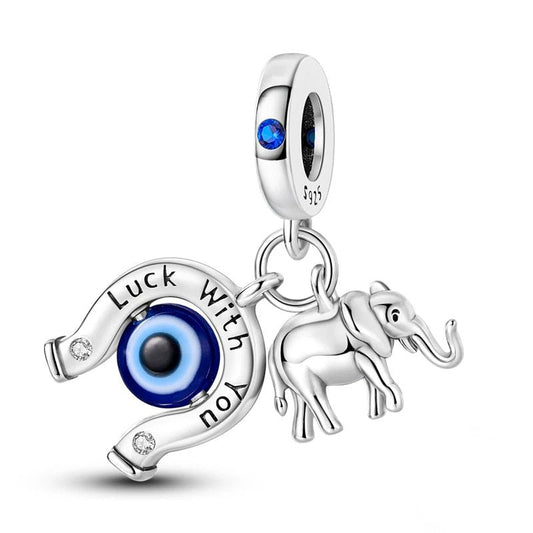 Sterling silver luck and protection charm with evil eye