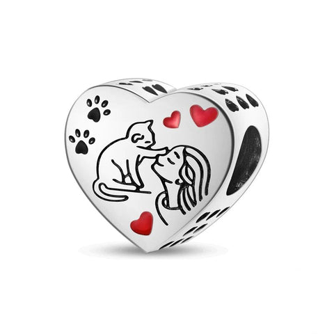 Sterling Silver Cat Love Charm - Sterling Silver Cat Love Charm