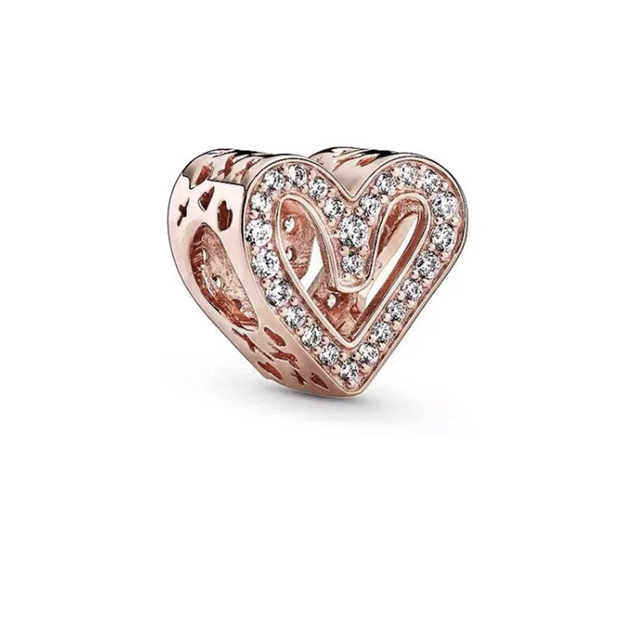 Rose gold heart charm with crystals