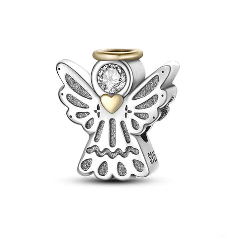 Sterling Silver Angel Charm - Sterling silver angel charm with crystal