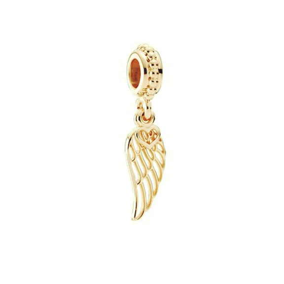 Gold Wing Charm with Heart Detailing - Gold wing charm with heart detailing