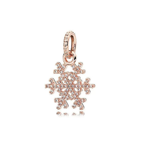 Sparkling Rose Gold Snowflake Charm - Sparkling Rose Gold Snowflake Charm