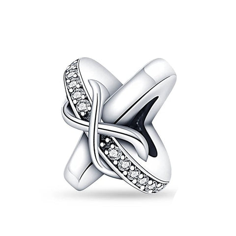 Sterling Silver Infinity Knot Charm with Crystal Accents - Sterling Silver Infinity Knot Charm with Crystal Accents