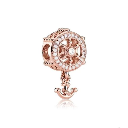 Rose gold anchor charm with crystals