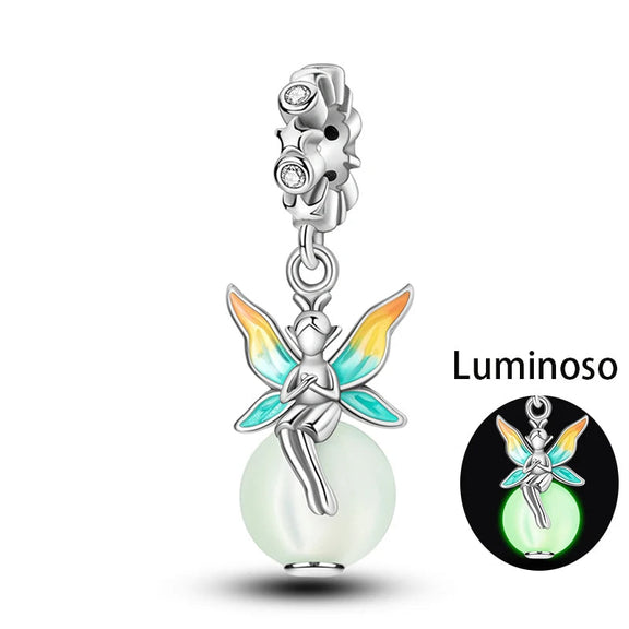 Enchanted Glow Fairy Sterling Silver Charm with Luminous Enamel - Sterling silver charm with enamel London Guard and Big Ben, featuband a blue gemstone on the bail.