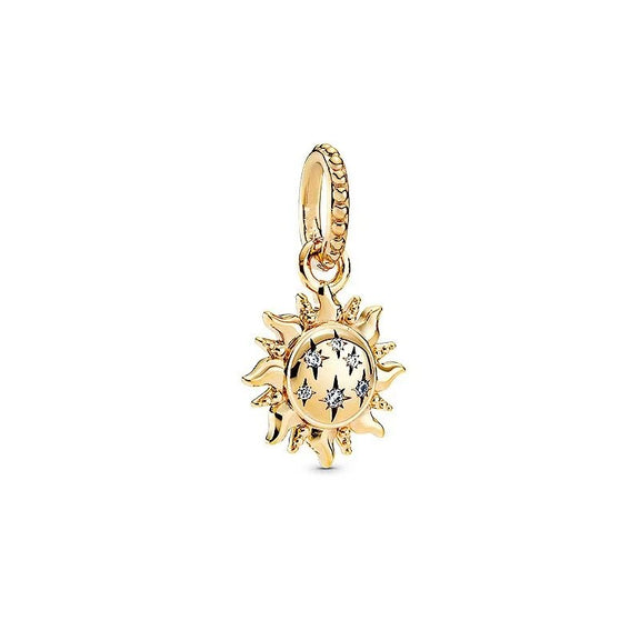 Gold Sun Charm with Star Detailing - Gold sun charm with star detailing