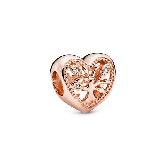 Rose Gold Tree of Life Heart Charm – Intricate Design, Fits Pandora, Perfect for Nature Lovers 🌳✨ - Tree of Life Heart charm in rose gold with tree design, fits Pandora bracelets