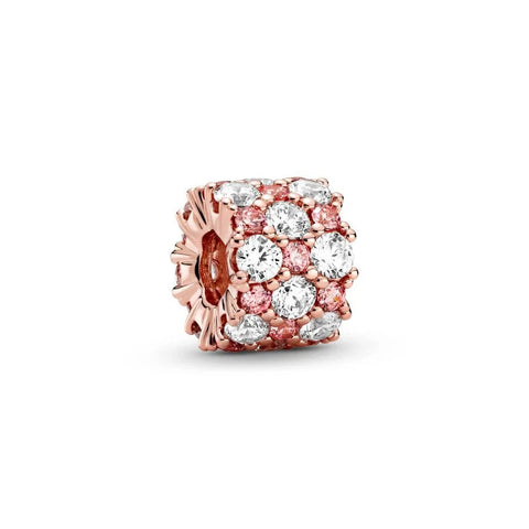 Elegant Rose Gold Pink and Clear Diamond Charm - Rose gold charm with pink and clear diamonds