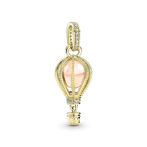 Gold Hot Air Balloon Charm with Crystal - Gold Hot Air Balloon Charm with Crystal