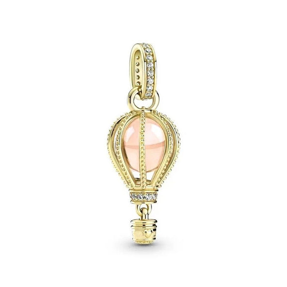 Gold Hot Air Balloon Charm with Crystal - Gold hot air balloon charm with crystal