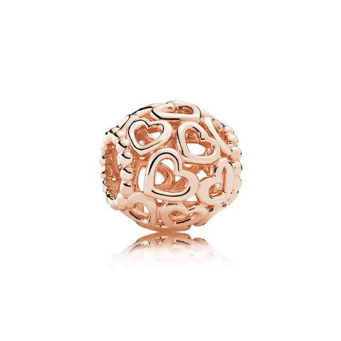 Rose Gold Heart Ball Charm - Fits Pandora Bracelets - Heart Ball charm in rose gold, fits Pandora bracelets