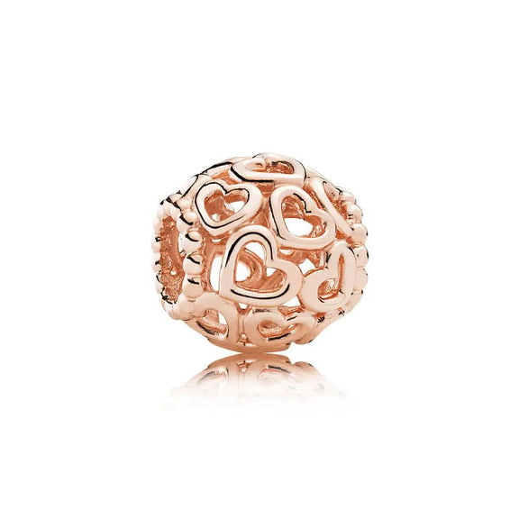 Rose Gold Heart Ball Charm – Intricate Design, Fits Pandora Bracelets, Perfect for Romantic Gift 💖✨ - Heart Ball charm in rose gold, fits Pandora bracelets