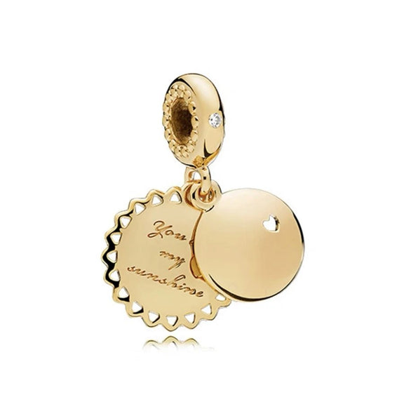 Gold Sunshine Charm with Engraving - Gold sunshine charm with engraving