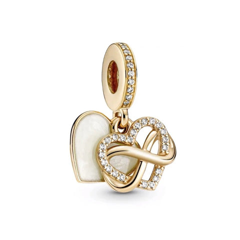 Gold Infinity Heart Charm with Diamond Accents - Gold Infinity Heart Charm with Diamond Accents