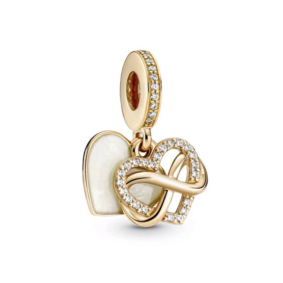 Gold Infinity Heart Charm with Diamond Accents - Gold infinity heart charm with diamond accents