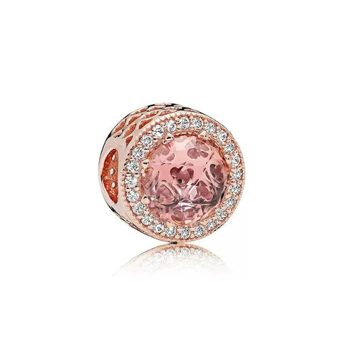 Elegant Rose Gold Pink Diamond Charm - Rose gold charm with pink and clear diamonds