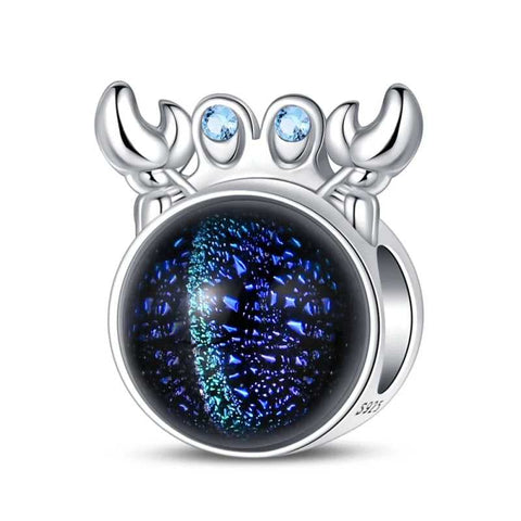Midnight Blue Crab Sterling Silver Charm with Blue Gemstones - Midnight Blue Crab Sterling Silver Charm with Blue Gemstones