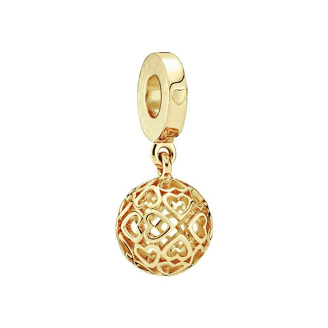 Gold Heart Sphere Charm - Gold Heart Sphere Charm