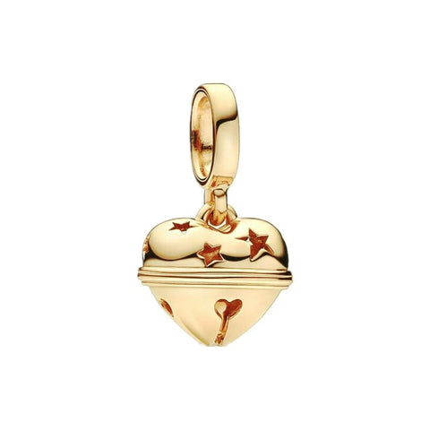 Gold Bell Charm with Star Cutouts - Gold Bell Charm with Star Cutouts